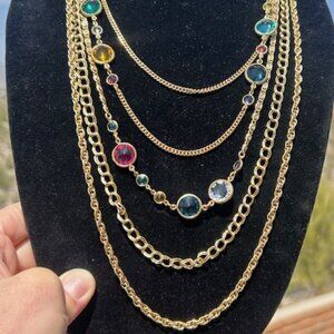 J. CREW CANDY-DOT 5-Strand Gold Layered Chain NECKLACE